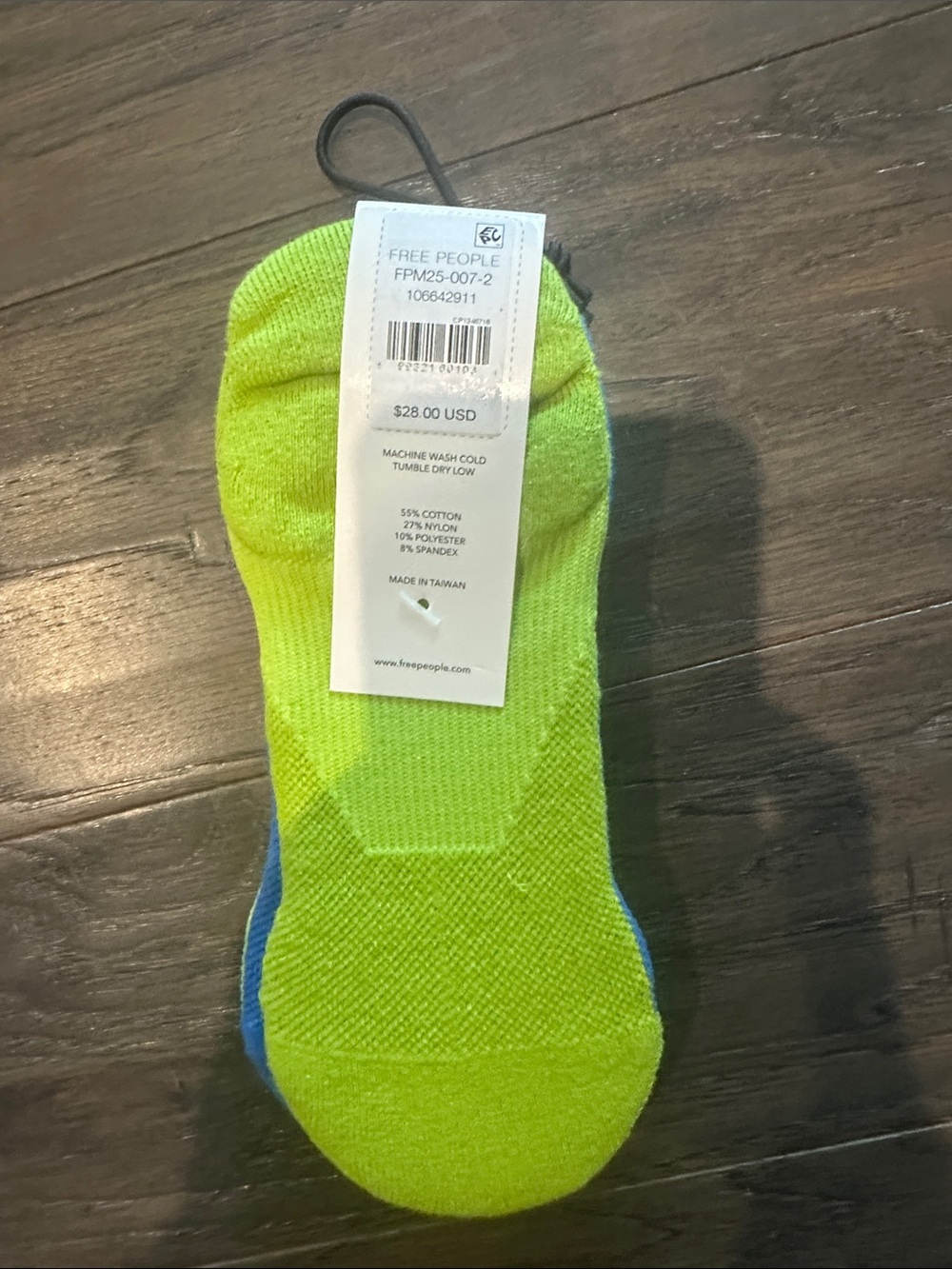Free People Neon Lime and Blue Low-Cut Athletic Socks